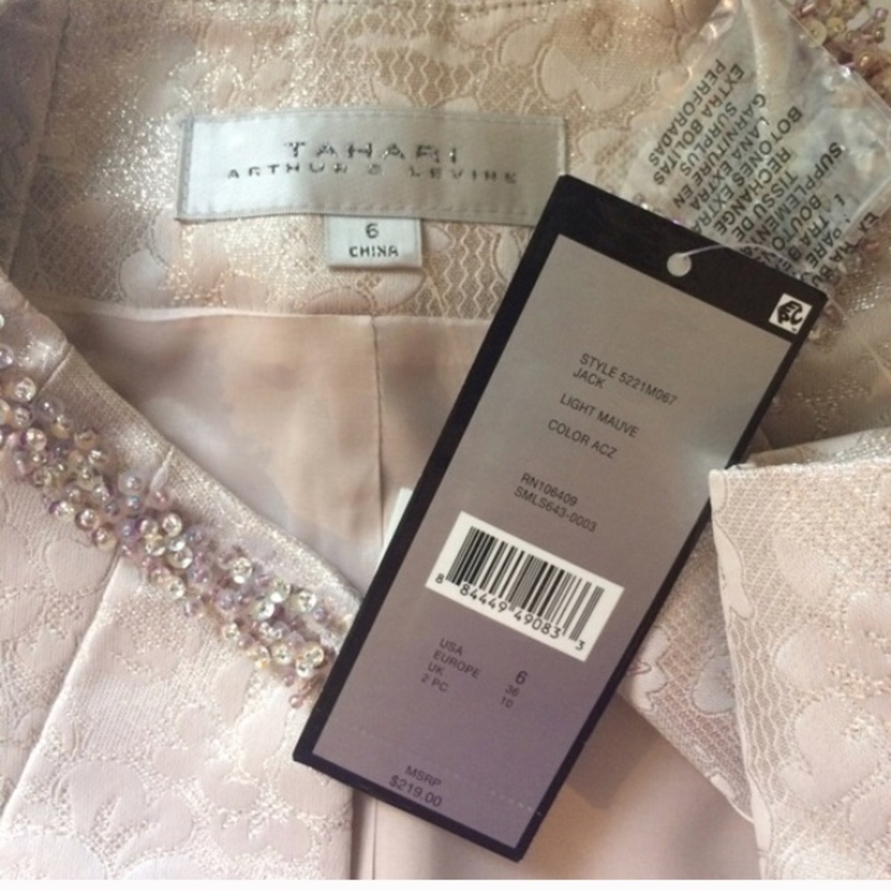TAHARI ASL Jacquard Kristy B Jacket in Light Mauve - Picture 4 of 4